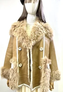 New Women Genuine Sheepskin Shearling 2-Way Belt Closure Jacket US XS Bust 41'' - Picture 1 of 12