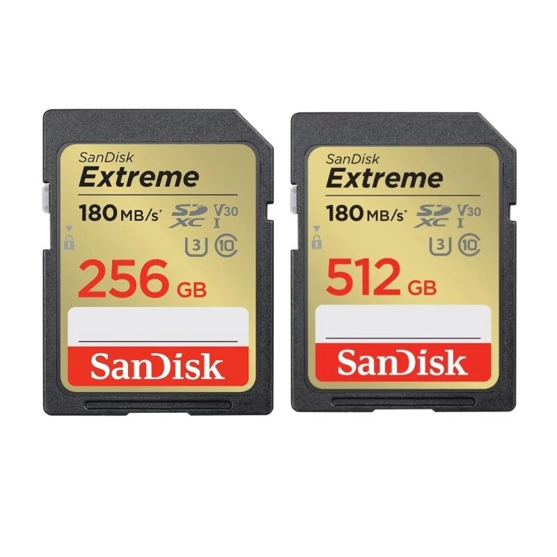 New Sandisk Extreme 256GB 512GB SDXC SDHC SD Card C10 UHS-I U3 V30 4K 180MB/s - Image 1 of 1