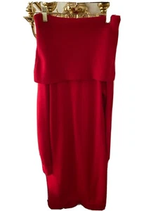 RED Valentino Off Shoulder Red Sweater Dress with Scallop Trim Size Large - Picture 1 of 9