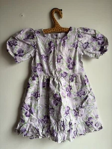 Janie and Jack Girls Purple Floral Frilly Dress Flowers Ruffles Size 6 Easter  - Picture 1 of 14