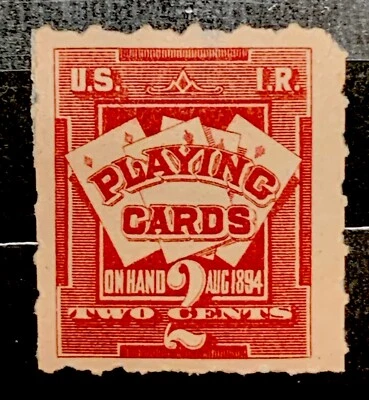 53727 US Stamp revenue BOB Playing Card 1894 RF1 2c MHROG Very Fresh Color - Image 1 of 2