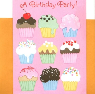 Frosted Cupcake Cupcakes Birthday Party Invitations Hallmark Card - Set of 2 - Image 1 of 3