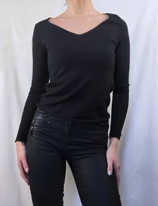 Zadig Voltaire maglione donna nero lana merino scollo a V taglia XS - Foto 1 di 24