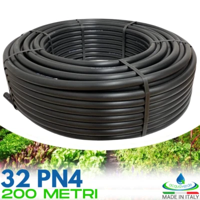 ACQUAVERDE TUBO IRRIGAZIONE DA GIARDINO IN POLIETILENE 32 mm PN4 GIARDINAGGIO ORTO 200 mt