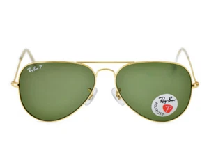 Ray-Ban Sunglasses RB3025 Aviator Classic Gold Frame Polarized Green Lens 58mm - Picture 1 of 12
