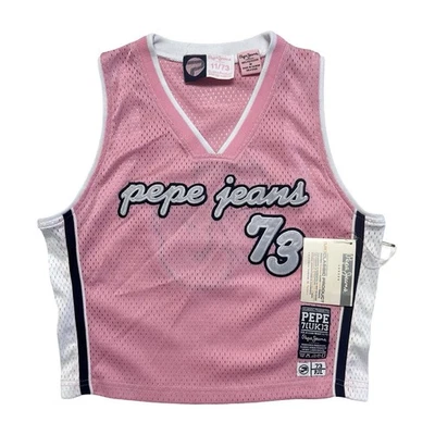 Camisa Pepe Jeans Mujer Mediana Rosa Malla 73 Corta Camiseta sin Mangas Hombro Y2K Nueva con Etiquetas Foto 1 de 4