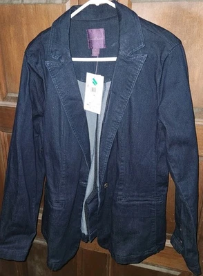 Chaqueta/ablazer de mezclilla elástica Gloria Vanderbilt XL Rinse Royale para mujer - ¡NUEVA CON ETIQUETAS!! Foto 1 de 4