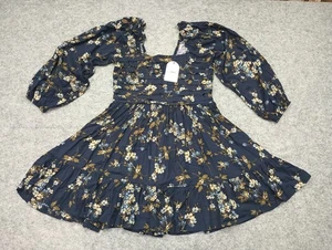 Arula Gracie Mini Dress Navy Blue Floral Plus Altered State X 10/12 Long Sleeve - Picture 1 of 15