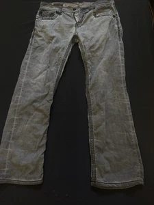 Rock Revival Size 36 Men’s Grey Black Stiching Jeans Maurice Slim Straight - Picture 1 of 13