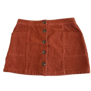 Chloe & Katie Orange Corduroy Miniskirt Youth Size XL Y2K 70s Clueless Preppy - Picture 1 of 6