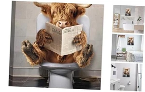 Highland Cow Bathroom Wall Art Funny Farmhouse Bathroom Pictures Wall Decor - Picture 1 of 6