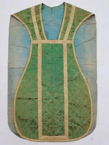 Antikes französisches Seidenbrokat Kirche Priester Gewand Messgewand 101 x 65 cm - Bild 1 von 13