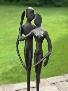 MCM Couple Love Tango Brutalist Modernist Sculpture Metal Art 9.5" - Picture 1 of 10
