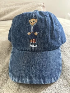 POLO RALPH LAUREN Denim Basecap BÄR blau braun Schriftzug gestickt NEU ! - Bild 1 von 10