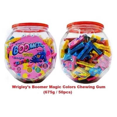 Wringley's Boomer Magic Colors Bubble Gum-50 pcs /675g-Fruit Flavor-Halal-Malay - Image 1 of 2