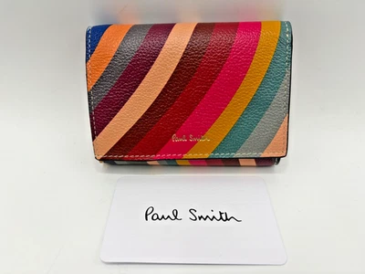 Paul Smith Swirl Stripe Purse Tri Fold Leather Small