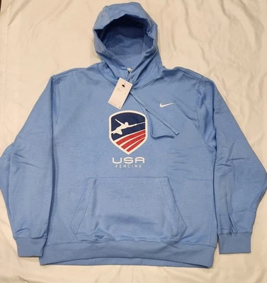 Nike Team USA Fencing Light Blue Pullover Hoodie Men's 2XL Olympics - Image 1 of 4