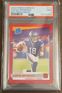 2020 Donruss Justin Jefferson Red Press Proof Rated Rookie #313 PSA 9 Vikings - Bild 1 von 3