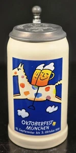 Official Oktoberfest Munchen (Munich) Signed Beer Stein With Lid 1999 1/2 Liter - Picture 1 of 13