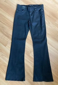 Damen Own Schwarz Glitzer Low Rise Schlag Jeans Hose W31/33 L30/32,5 Neu mit Etikett - Bild 1 von 6