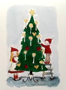AK Kunst Skandinavien Finnland Weihnachtsbaum Kinder Dekoration - Bild 1 von 1
