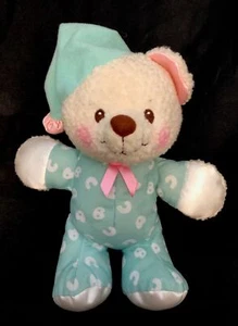 1997 Fisher Price MOONLIGHT DREAMS orsacchiotto blu rosa raso lettere Lovey J11 - Foto 1 di 2