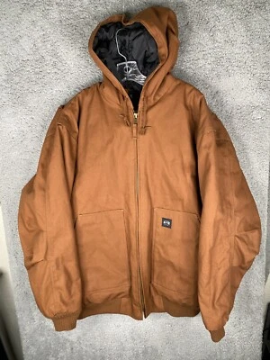 Key Insulated Duck Jacket Mens 2XLT Brown Canvas Full Zip Hooded Workwear NEW - Image 1 of 4