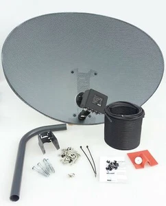 Zone 2 Satellite Dish & Quad LNB + Full 30m Single Black Kit for Sky HD Freesat - Picture 1 of 6