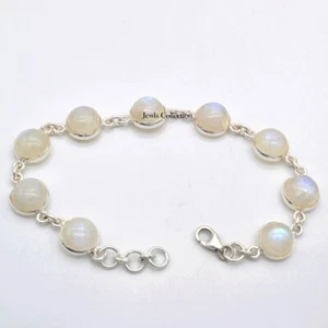 Moonstone Round Gemstone Tennis Bracelet 925 Sterling Silver Women Gift - Picture 1 of 3