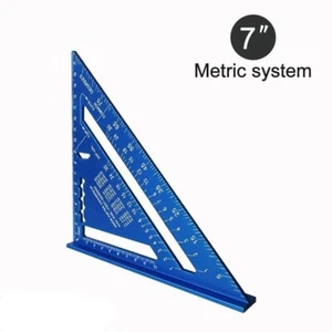 180 MM CARPENTER SQUARE MEASUREMENT TOOL ALUMINIUM 90° ANGLE TRIANGLE RULER BLUE - Picture 1 of 8