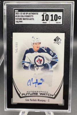 2021-22 SP Authentic COLE PERFETTI Future Watch Auto /999 SGC 10 | 10 #155 RC - Image 1 of 3