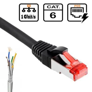 CAT 6 Netzwerkkabel DSL LAN Ethernet Patchkabel RJ45 Internet TV schwarz 2 m - Bild 1 von 1