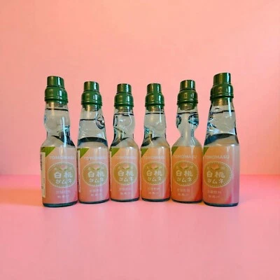 Tomomasu Wht Peach Hakuto Marble Ramune Soda 6.76 fl oz-6 bottle, Free Shipping! - Image 1 of 4