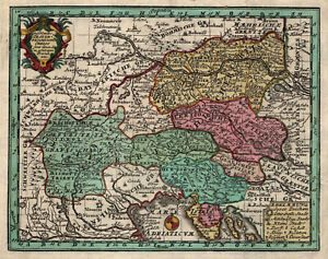 Autrichien Cercle Original Gravure sur Cuivre Carte Géographique Weigel 1723