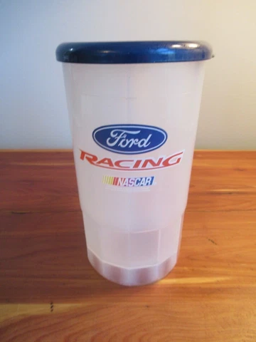 Vintage NASCAR FORD RACING Plastic Mug With Lid 32-OZ USA Made Cover