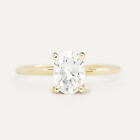 2.00 TCW Oval Cut Forever Moissante Engagement Ring in 14K Yellow Gold Plated