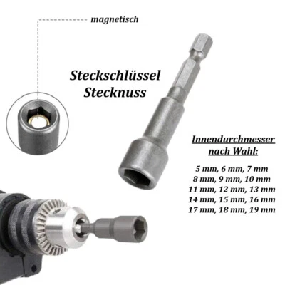 Socket wrench attachment hexagonal socket 6-19 mm socket magnetic bits box nut - Image 1 of 4