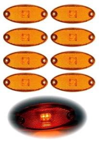 Owalne światła obrysowe boczne LED 8x 24V pomarańczowa lampa ciężarówka przyczepa autobus ciągnik - Zdjęcie 1 z 8