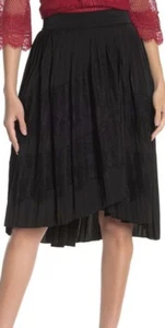 Laundry by Shelli Segal Wimpern Spitze Plissee Satin hoch/niedrig schwarz Rock Größe M - Bild 1 von 5