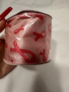 women supporting women pink ribbon awareness 2.5 in by 4 yard wired edge - Picture 1 of 4