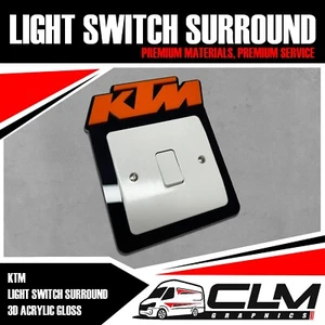 KTM Light Switch Surround Acrylic, Motocross Theme Kids Bedroom Décor - Picture 1 of 1