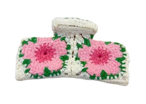 NEW Crochet Pink Flowers Hair Claw Hair Clip Hair Accessories Floral Cute Gift  - Picture 1 of 4