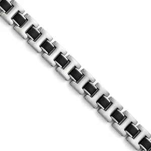 Chisel Stainless Steel Brushed Black Rubber Bracelet 8.5" - Picture 1 of 2