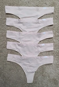 Victoria's Secret Pink Seamless Thong Panties Beige - LOT OF 5 - LARGE #204 - Picture 1 of 5