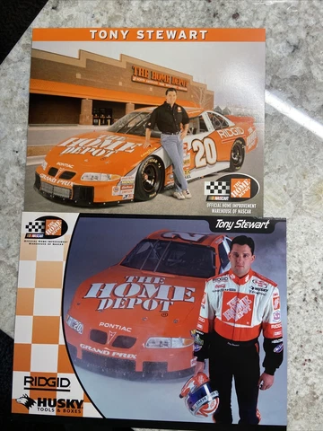 1999 & 2000 TONY STEWART Home Depot Rookie & Rookie of the Year #20 Postcard Cover