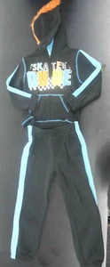 Jungen Pure One schwarz & blau Skater Dude 2-teiliges Hoodie-Set Größen 4 - 7 - Bild 1 von 6
