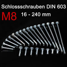 Schlossschrauben M8 Flachrundkopf Vierkantansatz Stahl verzinkt DIN 603 ISO 8677