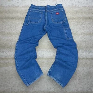 Vintage Dickies Jeans 38x34 Flannel Relaxed Fit Medium Wash Work Wear Denim 90s - Picture 1 of 4