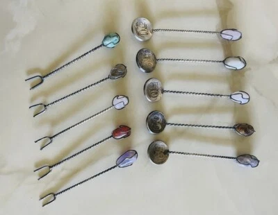 Brazilian Silver Coin  Precious Stone Cocktail Forks & Coin Spoons Brazil 1800’s - Image 1 of 4