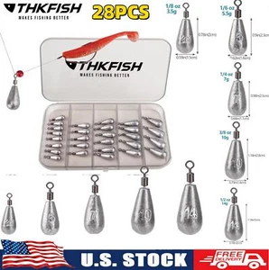 28pcs Various Bass Casting Weights Drop Shot Sinkers Catfish Fishing Weights US - Picture 1 of 12